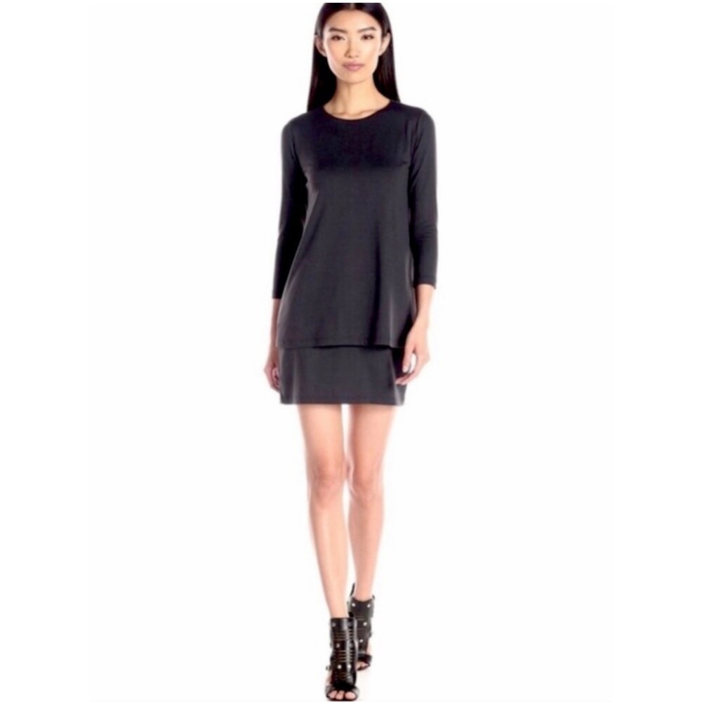 SUSANA MONACO Layered Dark Gray Long Sleeve Dress, Sz S